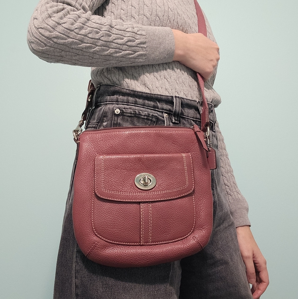 Rose Pink Coach Hamilton Crossbody Pebbled Leather Bag